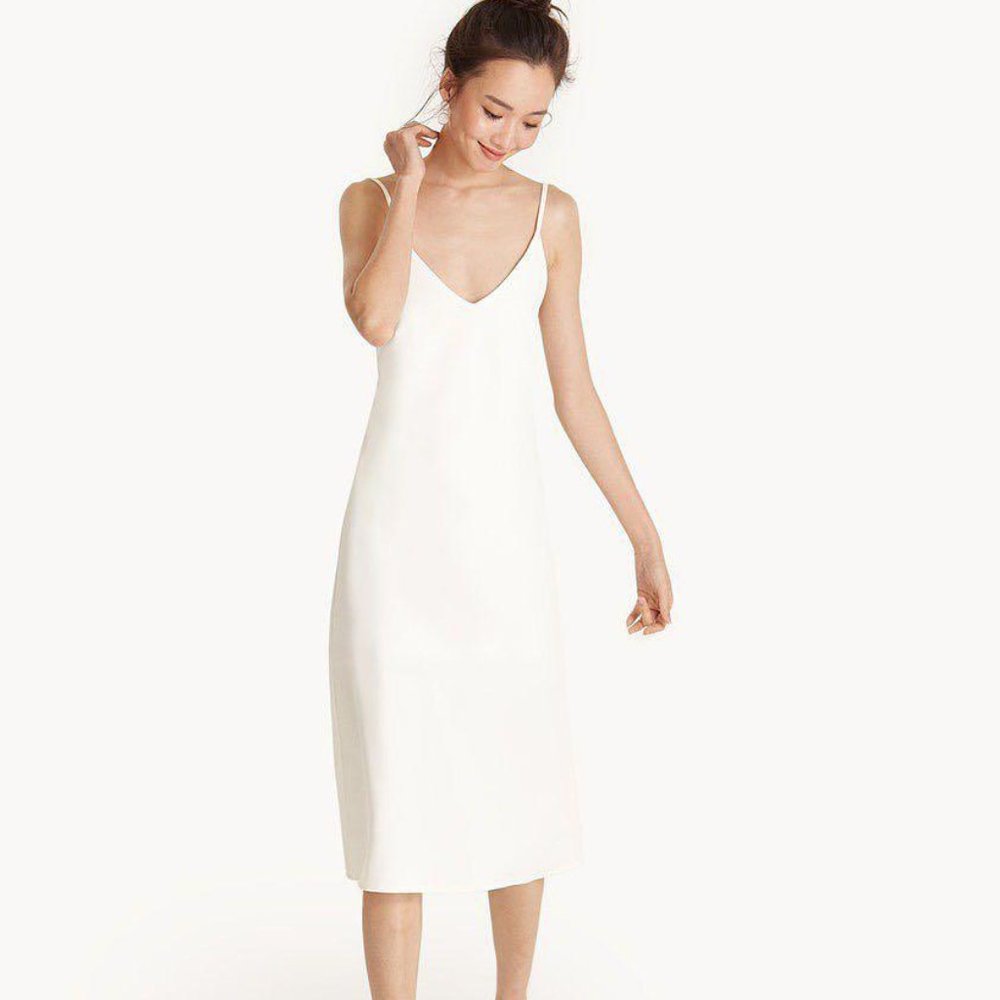 Midi Thin Strapped Back Bow Dress - White - Pomelo